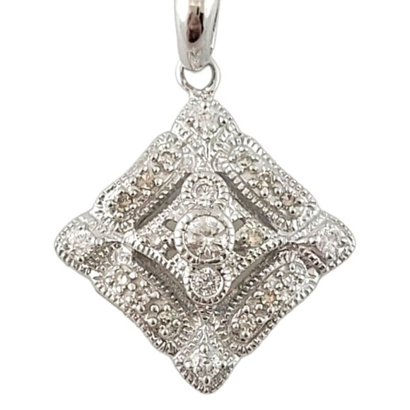 Vintage 14K White Gold Diamond Kite Shape Pendant #14983